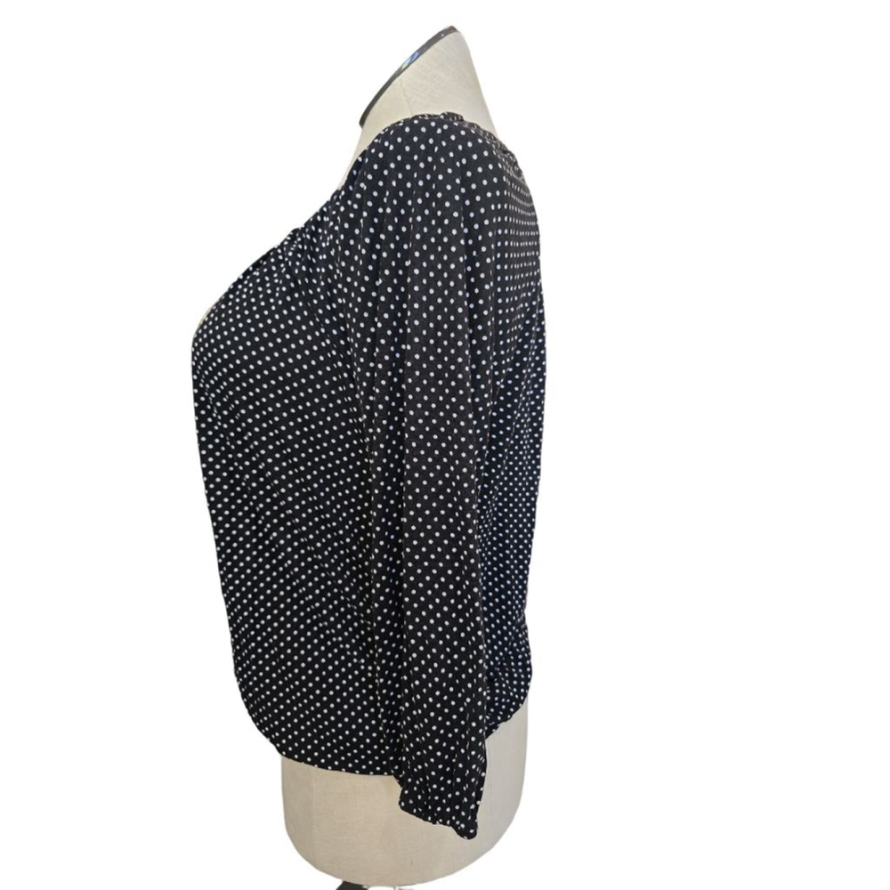 Michael Kors Black & White Polka Dot Elastic Waist Blouse M - Picture 2 of 6